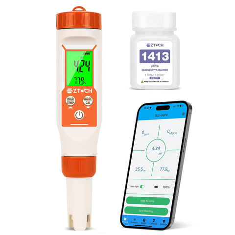 4 In 1 Water Quality Meter With PH EC TDS And Temperature For Home Use Portable Tester With Backlit Display and Smartphone App