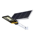 Heavy Duty Outdoor Solar Wall Light With Remote Control For Patios And Fences Dusk To Dawn LED Flood Light attached to solar panel.