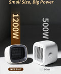 Compact 1200W Space Heater With Magnetic Remote Cranking Heat White Desk Friendly Portable Heating For Small Rooms