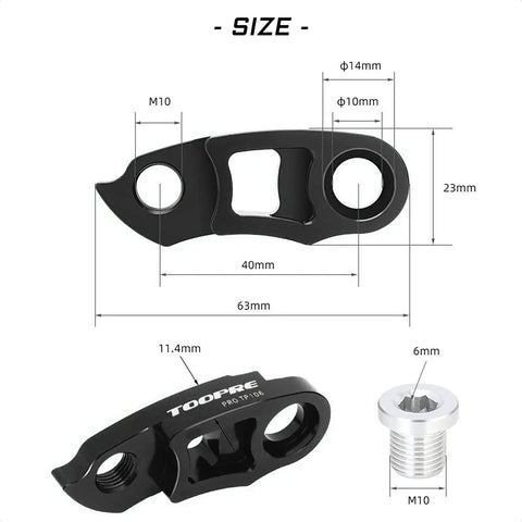 Beefed Up Bike Derailleur Hanger Extender Kit For 34T To 52T Flywheels With M10 Screws Rear Derailleur Extension technical diagram