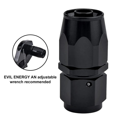 6AN Straight Swivel Hose End Fitting for CPE Braided Hose Black 8 Pack Aluminum 6061-T6 7/8-14 UNF Thread Fits Stainless and Nylon Braids High Flow Performance, black anodized fitting