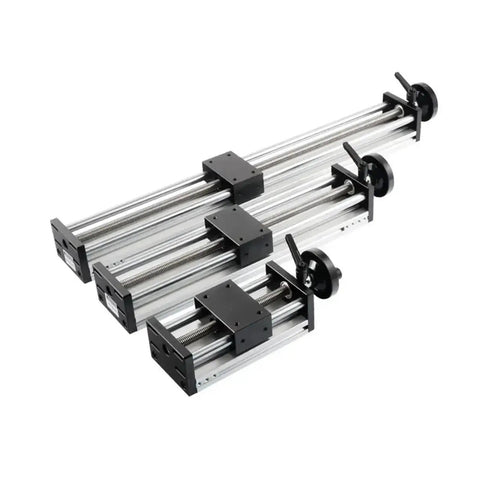Workhorse Linear Guide System With Ball Screw SFU1204 Handwheel, Manual Sliding Table 100 To 500 mm Stroke, Precision Bearing Steel Chrome Plated