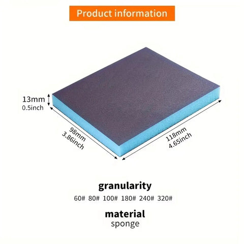 Top Shelf Workhorse Sanding Sponge Set Six Piece Kit With 60 To 320 Grit Double Sided Blocks Wet Dry Use On Wood Metal Auto Body Smooth Out Scratches And Blemishes Daily, detailed view of a dual grit sponge block.