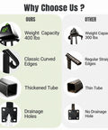 Comparison image of Tough As Nails 2 Step Handrails for Outdoor Porches highlighting 400 lbs weight capacity and thickened tube design.
