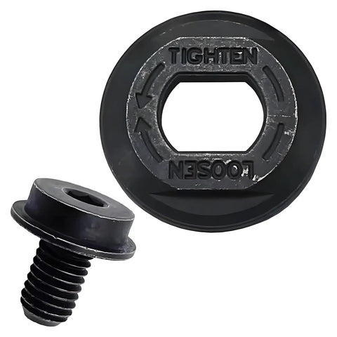Heavy Duty Circular Saw Outer Flange Clamp And Bolt Replacement Kit For A Wide Range Of Models Including DCS390 DCS391 DCS392 DC310 DCS373 DC310K DC390B DCS393 Durable Metal Construction For Precise Reliable Cuts - Black washer and bolt close-up