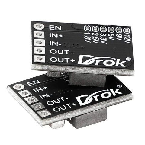 Close-up view of Five Pack Mini DC Buck Converter Set 4.5 to 20V Input to 5V Output With Adjustable 1 to 16V Or Fixed 5V 9V 12V 3A 10W Step Down Regulator Board