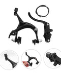 Premium Heavy Duty Alloy C Shape Brake Set Forged From Durable Steel Compatible With Road Or Mountain Bikes Black Finish close-up view.