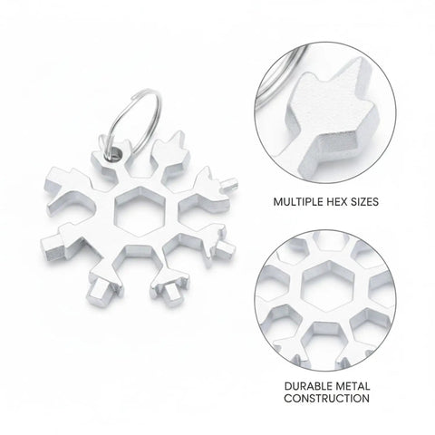Compact Snowflake Shaped Multi Tool Wrench For Eyewear, Bike And Camping Repairs, Metal EDC Hex Key Set, close-up view