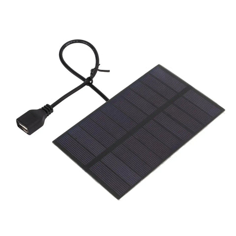 1.5W 5V Flexible Mini Solar Panel with USB Interface for Portable Charging and DIY Projects, featuring monocrystalline design.