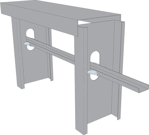 MSUBH Three and a Quarter Inch Bridging Connector showing steel framing connection and web thickness adapter.