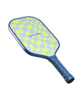 CP7 8 Oz Pickleball Paddle Lightweight Carbon Fiber With Textured Surface For Ultra Spin, Power And Control, Elongated Shape, Large Sweet Spot, Hyper Bite Technology, 4 Inch Grip shown from side angle
