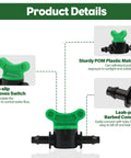 Quarter Inch Drip Irrigation Valves Set Of 30 Barbed Shut Off Switches For Four To Seven Millimeter Tubing Water Flow Control Garden Irrigation Parts Green