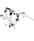 Workhorse Service Sink Faucet With Ceramal Cartridges And Check Valves Lever Handles Rough Chrome Finish on white background.