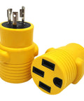 Badass Ev Charge Adapter Nema L6-20p To 14-50r Twist Lock Plug, 20 Amp 250 Volt Copper Connection, Rock Solid Build Fits Tesla And Every Electric Whip, Plug Straight In And Roll Out Smooth, yellow L6-20 plug design.