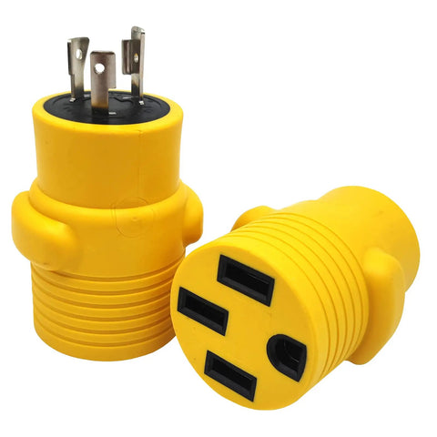 Badass Ev Charge Adapter Nema L6-20p To 14-50r Twist Lock Plug, 20 Amp 250 Volt Copper Connection, Rock Solid Build Fits Tesla And Every Electric Whip, Plug Straight In And Roll Out Smooth, yellow L6-20 plug design.