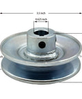 One Groove 3.5 Inch V Belt Pulley For A B 5L 4L Belts, 5/8 Inch Bore, 1020 Steel Zinc Plated Motor Pulley With Keyseat, dimensions labeled