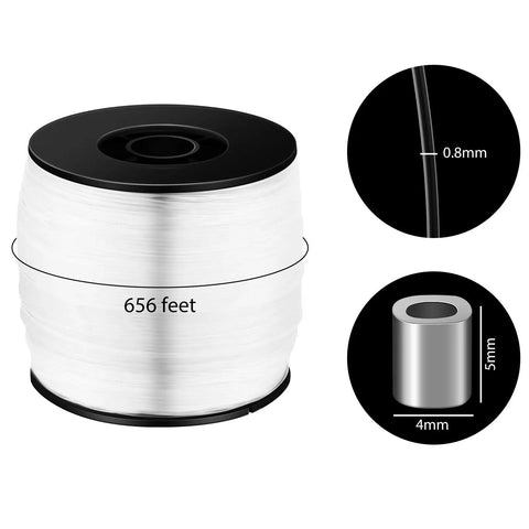 Clear Picture Hanging Wire Up To 100 Lbs 656 Feet Monofilament Fishing Line With Aluminum Crimping Loop Sleeves