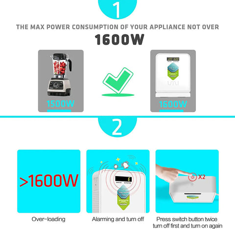 Dual Output Voltage Converter Transformer From 220V To 110V And 100V 1600W Power Capacity LED Display usage instructions