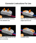 Installation steps for Premium SPL-2 Lever Nut Wire Connectors 15 Pack, 2 Way 4 Port Compact Splice Connectors.