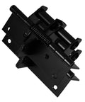 Two Pack Self Closing Door Hinges With Adjustable Tension And 90 Degree Rotation for offices and shops, black metal springs close-up