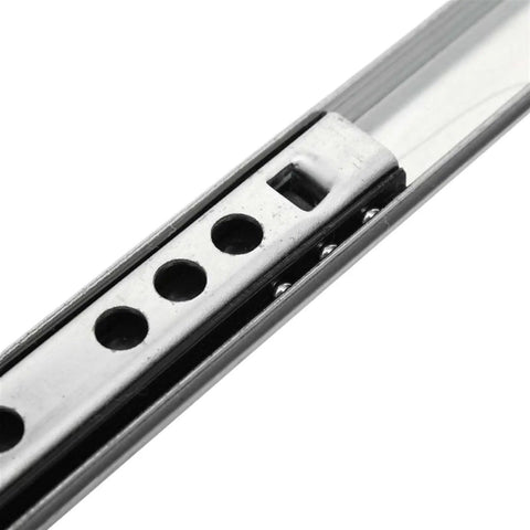 Close-up of Two Section Full Extension Drawer Slides Set 342mm Long And 17mm Wide Pair showing quick release detachable latch design.