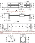Technical drawing of XYZ Axis Motorized Slide Table dimensions and details for electric drive kit precision sliding motion.