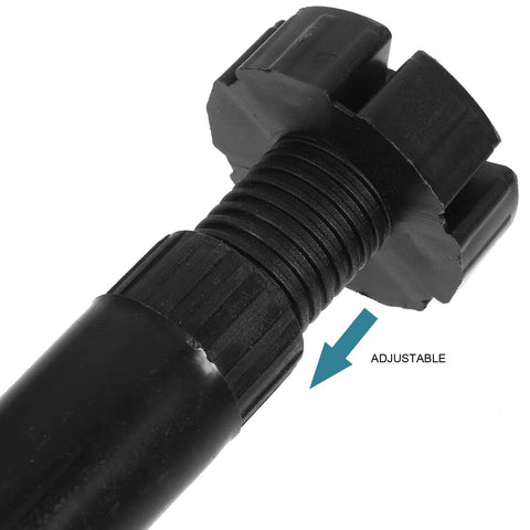 Close-up of 4 Pack Adjustable Cabinet Feet For Furniture And Cabinets Black ABS Plastic Thickened Reinforced Design.