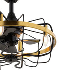 HomeStock Modern Industrial 21-Inch Ceiling Fan with Dimmable Light Kit and Remote Control for Small Rooms, gold and black design.