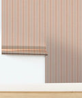 Fresh Peach Floral Stripe and Silver Metallic Wallpaper Bring Sick Textured Vibes to Any Room with This Eco Friendly Paste The Wall Accent Covering Made in USA and Completely PVC Free, showcasing textured pastel peach design.