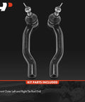 Front Outer Tie Rod End Replacement For Lexus ES 2013-2018 ES300h ES350 - Fixes Uneven Tire Wear, pair of black steel tie rod ends