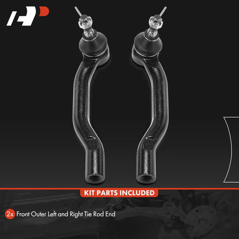 Front Outer Tie Rod End Replacement For Lexus ES 2013-2018 ES300h ES350 - Fixes Uneven Tire Wear, pair of black steel tie rod ends