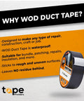 Industrial Grade Black Duct Tape Ultra Tough As Nails Half Inch By 60 Feet Waterproof UV Resistant displayed with features.