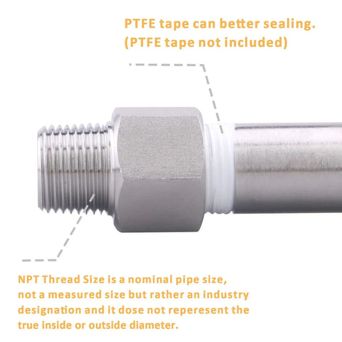 Heavy Duty Beefy Forged Reducer Adapter Fitting 304 Stainless Steel NPT 3/8 Female To 3/8 Male Pipe Connector High Pressure Rated Up To 2320 Psi Corrosion Resistant And Heat Tolerant From -50 C To 200 C Pack Of 2, threaded stainless steel reducer fitting