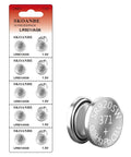 Top Shelf 10 Pack 1.5V Button Coin Cell Watch Batteries compatible with SR920SW LR921 AG6, detailed battery design.