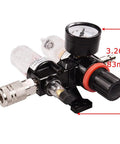 Plug And Play Pneumatic Air Filter Regulator Kit With Gauge And Lubricator Cup For One Quarter Inch NPT Systems, 0 To 145 PSI range