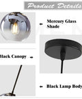 Product details of Bold Mercury Glass Pendant Light With Silver Gradient Globe Mid Century Modern Kitchen Island Ceiling Fixture