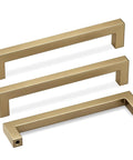 Champagne Bronze Cabinet Handles 25 Pack 5 Inch Square Drawer Pulls Stainless Steel Tarnish Resistant for Kitchen Cabinets