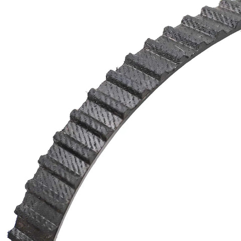 Close-up of teeth on Industrial Timing Belt 150XL Series Three Eighths Inch Wide, 75 Teeth, Five Point Oh Eight Millimeter Pitch Rubber Closed Loop