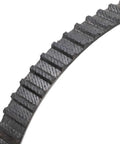 Heavy Duty 142XL Timing Belt Pack of 2, 10mm Wide, 71 Teeth, 5.08mm Pitch, 370mm Closed Loop Rubber Belt for Industrial Drives, High-Performance Serpentine Timing Belt Set; black rubber toothed belt close-up