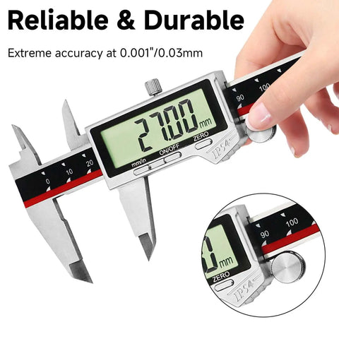 Stainless Steel Digital Caliper IP54 Waterproof With Large LCD 6 Inch To 150 mm Range Inch And Millimeter Conversion