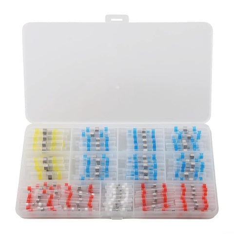 200 Piece Solder Seal Heat Shrink Butt Connectors Kit Waterproof Wire Terminals Perfect For Marine Auto Truck RV Trailer Wiring Splice Quick Repairs And Tight Spaces Without Complex Tools, assorted colors in storage case