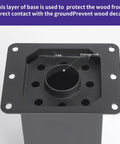 Top view of Beefy Heavy Duty 4x4 Post Base With Four Post Anchors in black powder coat showing drainage holes, solid steel for outdoor use.