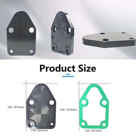 Chevy Small Block Fuel Pump Plate Kit With Gasket Bolt On Drop In Fit For 283 327 350 400 Engines Easy Replacement For Worn Out Parts High Quality Engine Plate, 6061 aluminum, 3.84 x 2.50 in