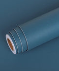 Blue Peel And Stick Wallpaper Roll 15.8 By 394 Inches Self Adhesive Waterproof Durable Vinyl For Bedroom Kids Living Room Bathroom And Cabinets Removable DIY Friendly With Trimming Gridlines For Precise Cuts shown rolled up