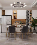 Modern Sputnik Chandelier In Oil Rubbed Bronze 10 Light Mid Century Semi Flush Mount Ceiling Light Fixture in dining room