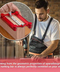 Precision Center Finder Gauge Woodworking Set featuring interchangeable marking rods for accurate joinery on a wooden block.