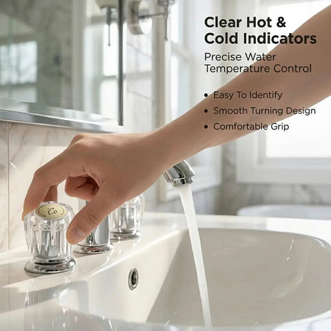 Hand turning Clear Acrylic Faucet Handles Replacement Kit Two Pack With Screwdriver For D Shaped Stems Universal Fit