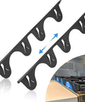 Stove Gap Cover 2 Pack Black Adjustable Stainless Steel Gap Filler showing adjustable width with arrows for kitchen counter edges.