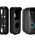 Adjustable Angle Mounting Bracket For Video Doorbell 2021 Black shown with front, side, and back views, camera not included.