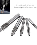 Dope Pro Grade 5 Piece Counterbore Drill Bit Set with HSS Aluminum Straight Shank, M3 to M8 sizes, for metalworking.